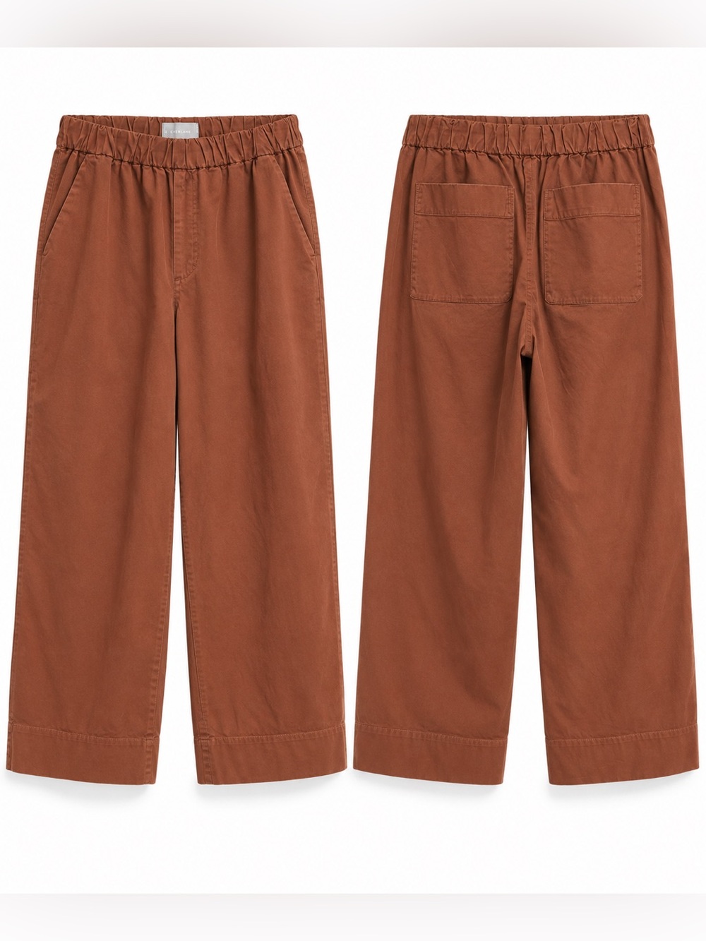 Everlane The Easy Wide Leg Pants Rust Brown Organic Cotton Pull On 12